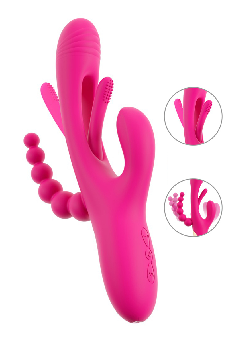 Triple Vibromasseur avec langue oscillante