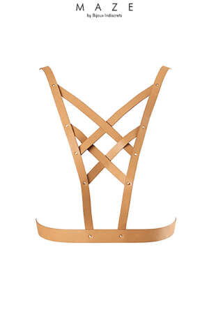 Harnais décolleté croisé marron