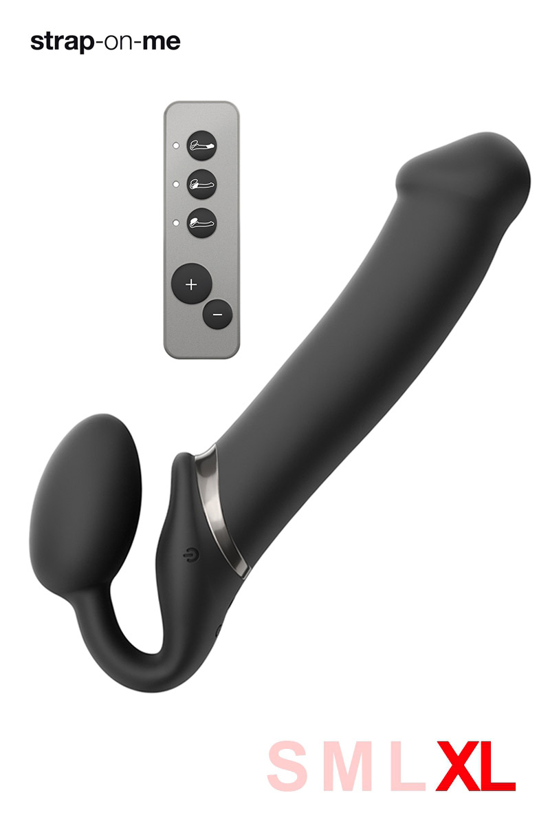 Gode ceinture vibrant et télécommandé noir XL