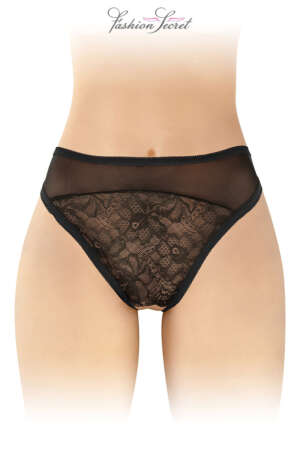 Tanga noir ouvert Ava