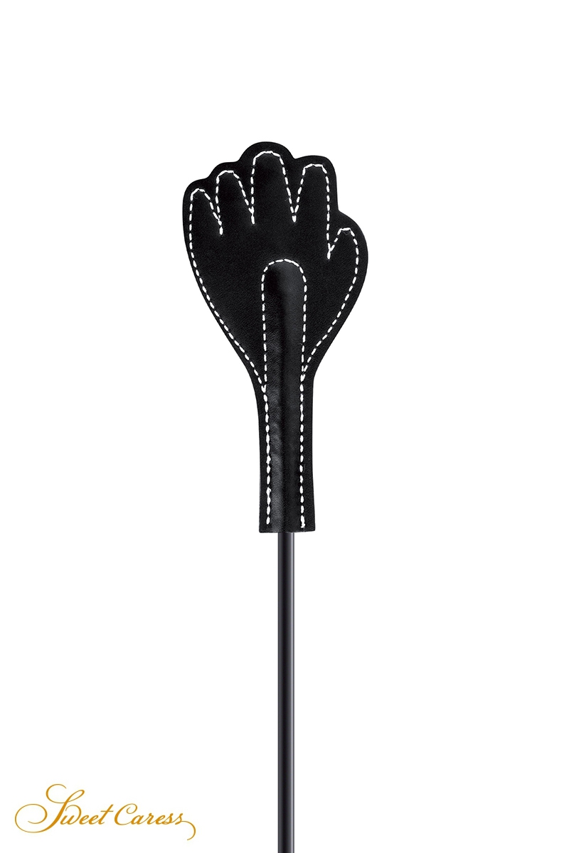 Mini cravache main avec plumes noires – Image 2