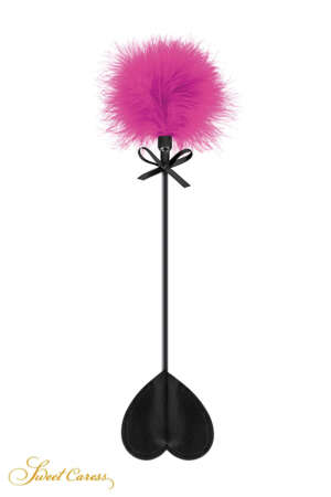 Tapette coeur avec pompon fuchsia