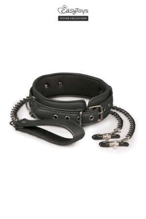 Collier cuir avec chaînes de seins