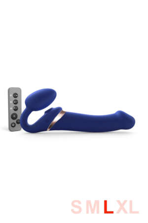 Gode ceinture anatomique télécommandé Multi Orgasm bleu L
