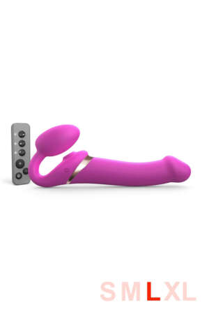 Gode ceinture anatomique télécommandé Multi Orgasm fuchsia L