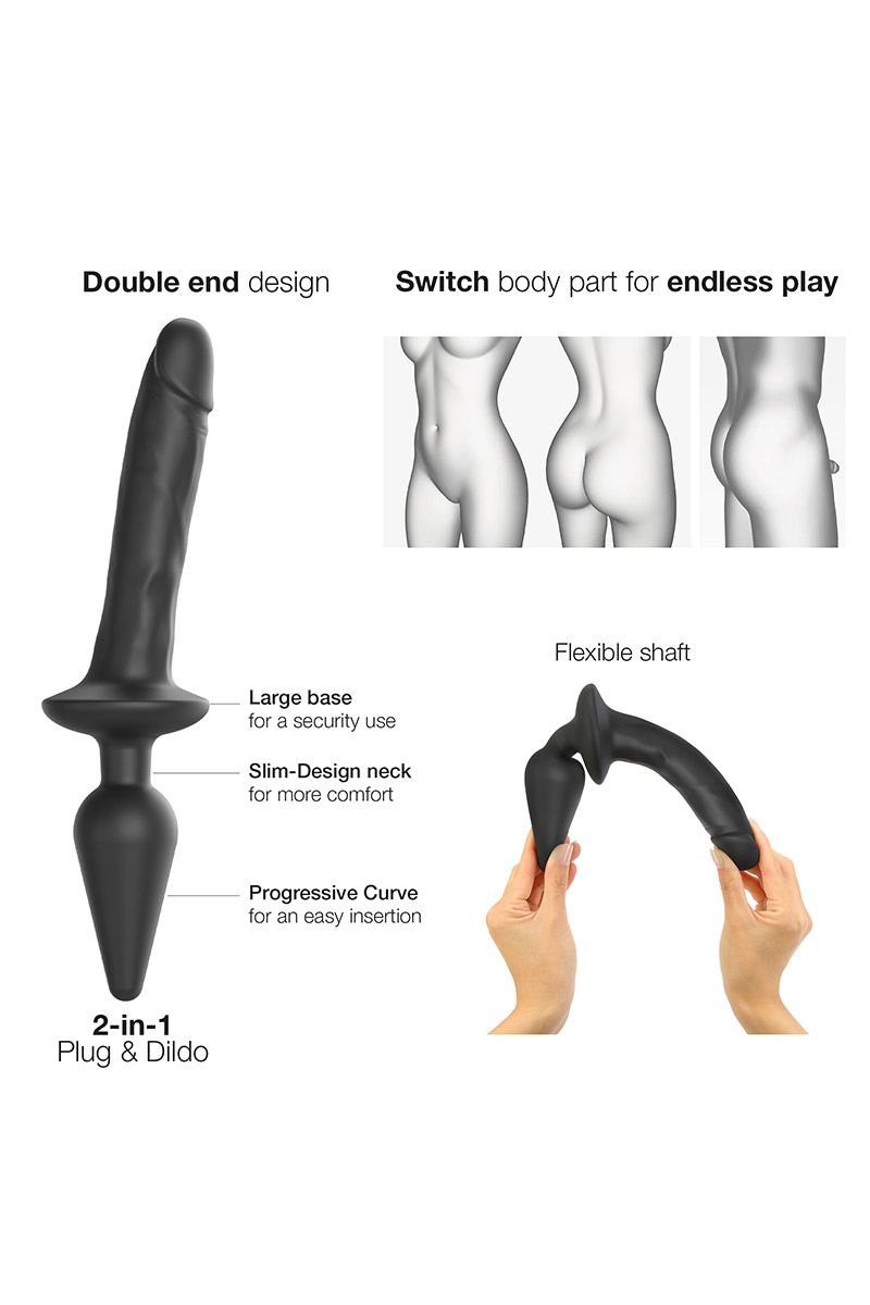 Plug anal Gode 2 en 1 Switch Semi-Realistic noir L – Image 3