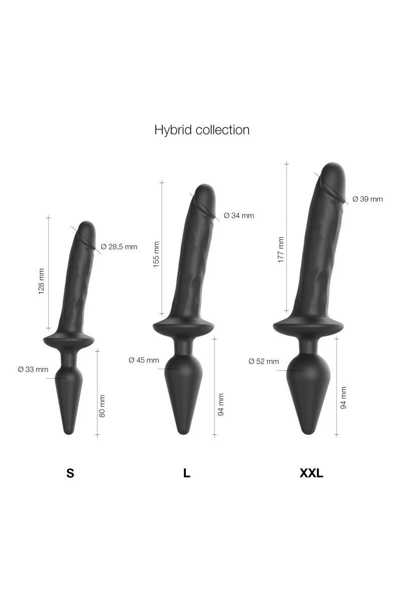 Plug anal Gode 2 en 1 Switch Semi-Realistic noir L – Image 4