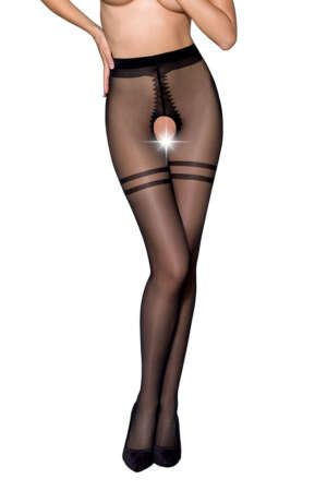 Collants ouverts TI015 20 deniers noir
