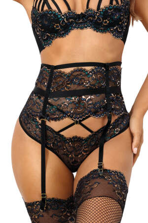 Porte-jarretelles dentelle noir V-10362