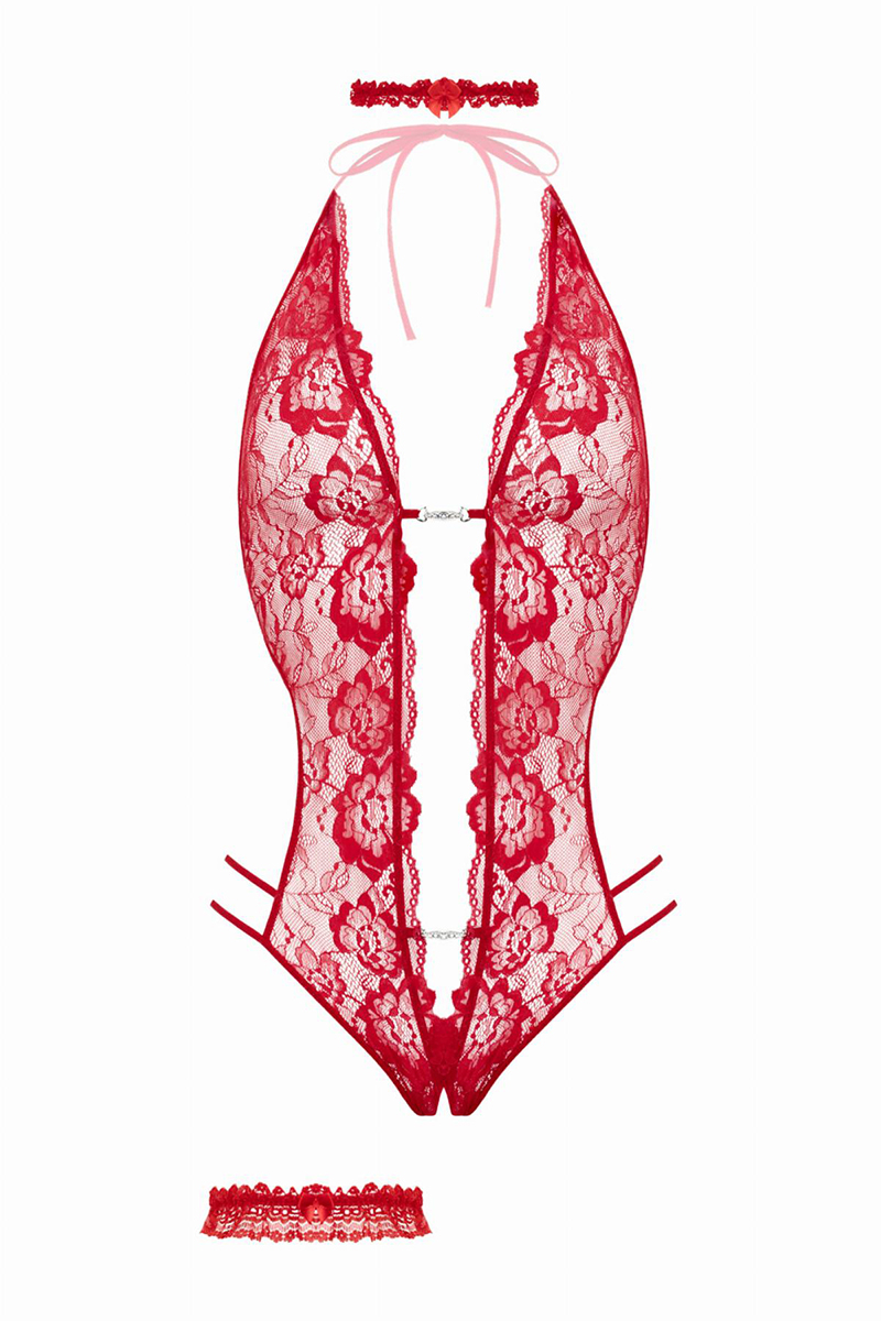 Ensemble body ouvert Renee rouge – Image 4