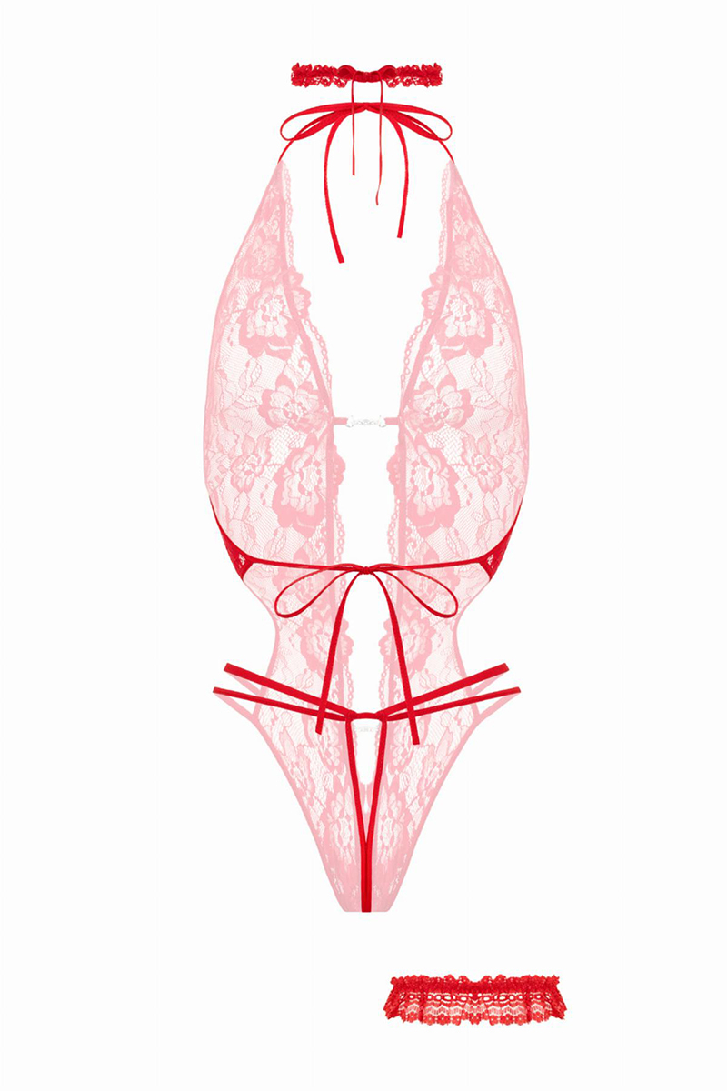 Ensemble body ouvert Renee rouge – Image 5