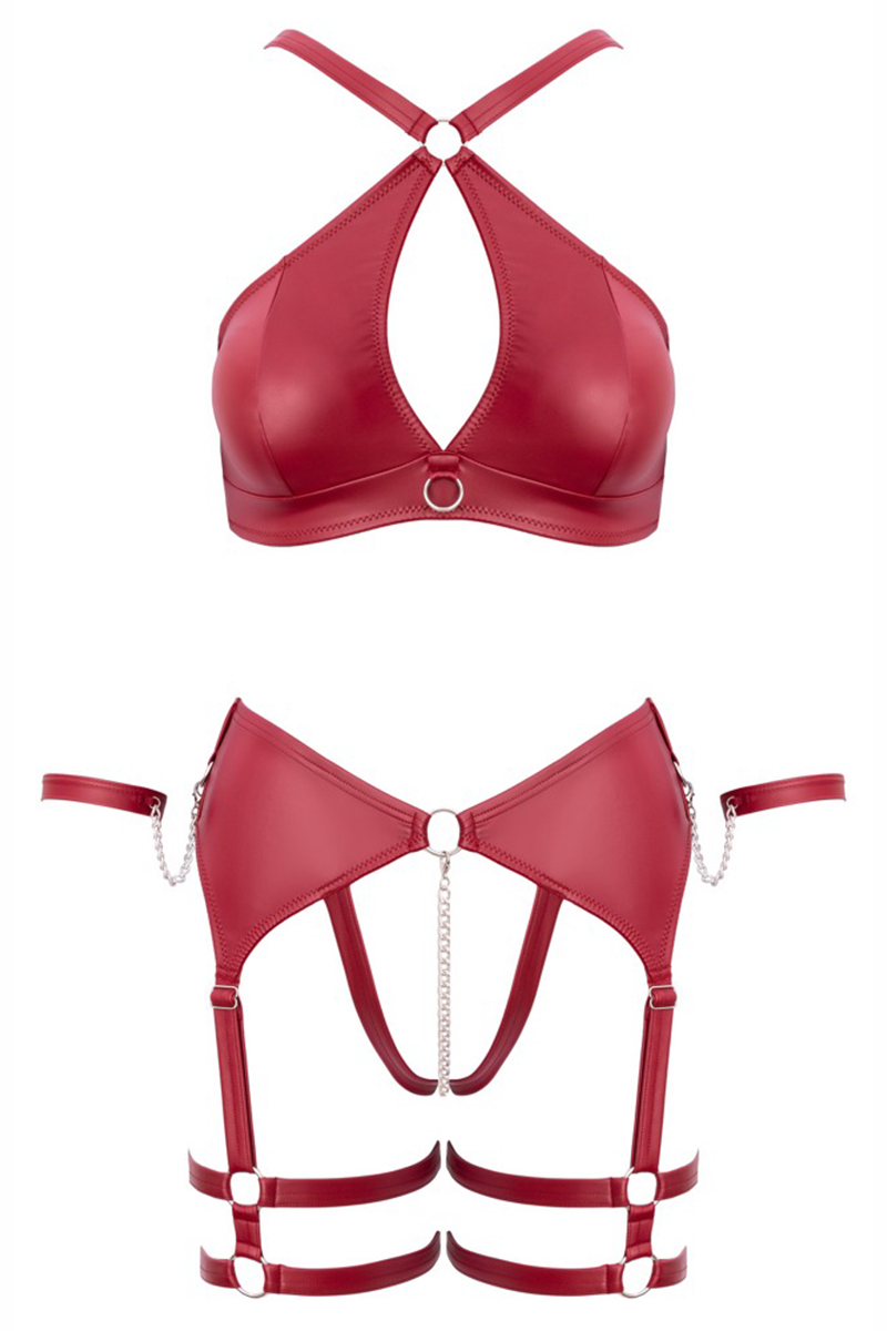 Ensemble de lingerie Bondage bordeaux – Image 3