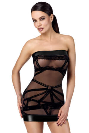 Mini robe floquée à épaules nues Bondesque F359