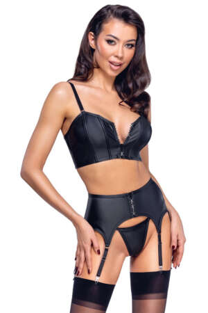 Ensemble lingerie 3 pièces avec porte-jarretelles