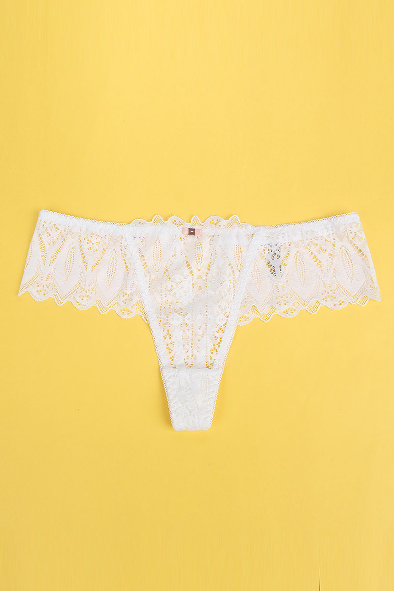 String dentelle dos lacé blanc – Image 3